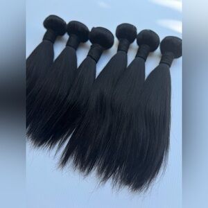 Human hair Blend 10 In & 12 In Bundle Lot Black Straight Hair